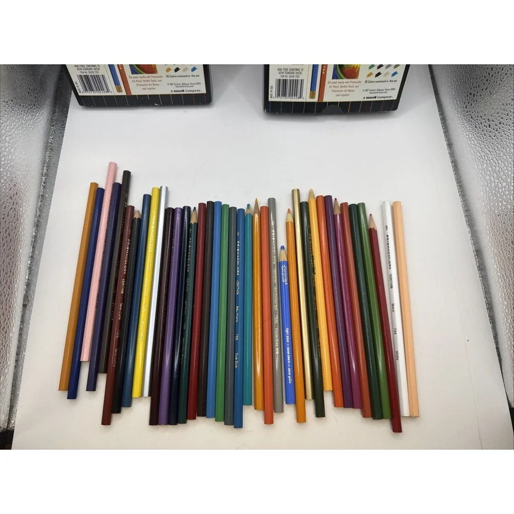2 Prismacolor Verithin 36 Hard Thin Lead Colored Pencils Set Some New Some Used